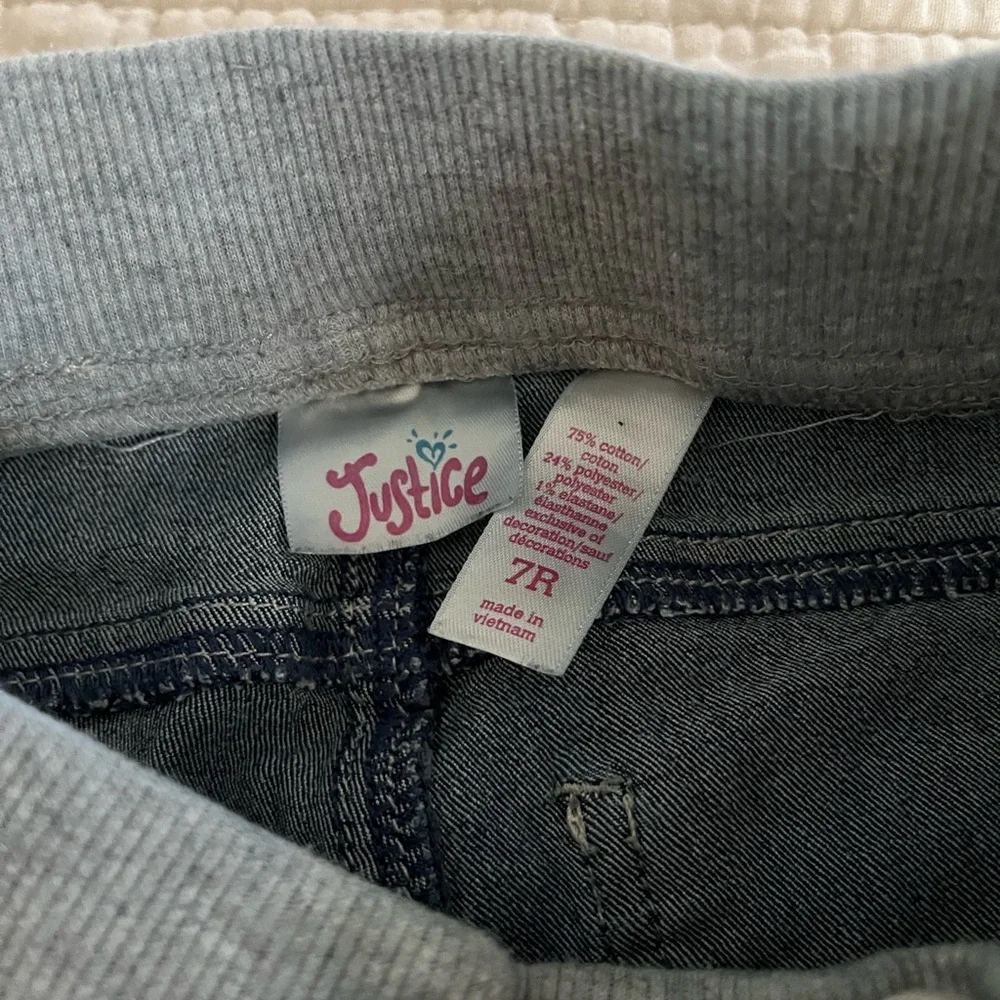 Justice Blue Jean Shorts with Gray Waistband